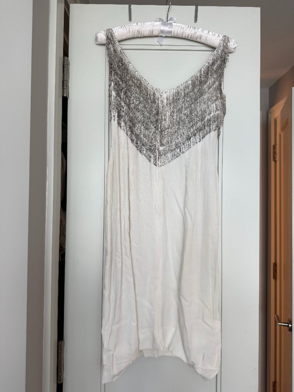White Vintage Beaded Fringe Dress from Happy Isles NYC, great bridal second look